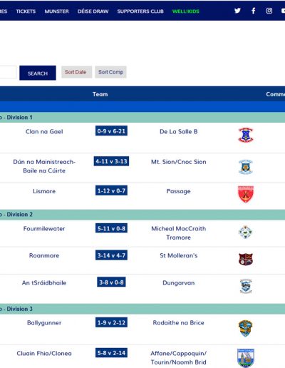 Latest results API feed to Waterford GAA website