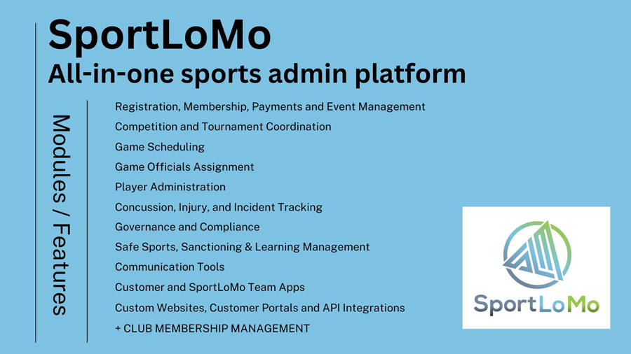 SportLoMo all in one sports admin platform