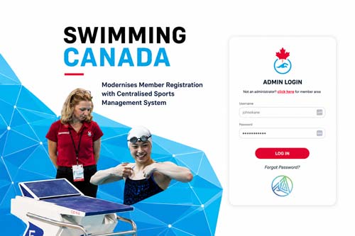 Swimming Canada branded Login on SportLoMo
